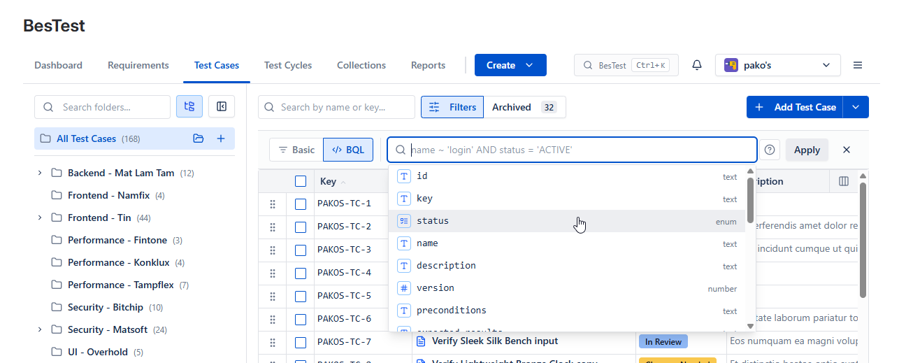 BQL Filtering (advanced)