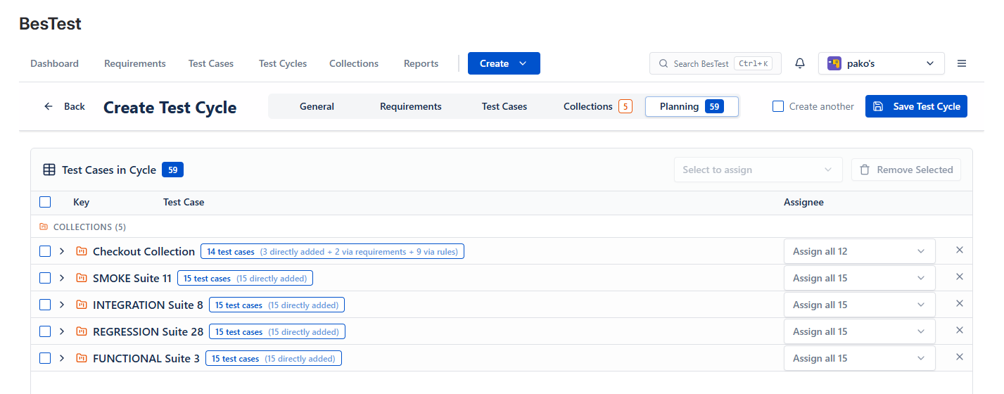 Module based complex testing scenarios