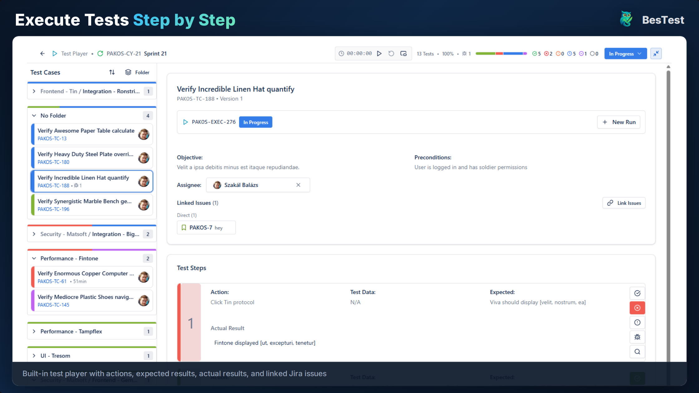 Test Execution with Test Player in BesTest
